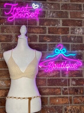 Cream White Crochet/Beaded Bralette